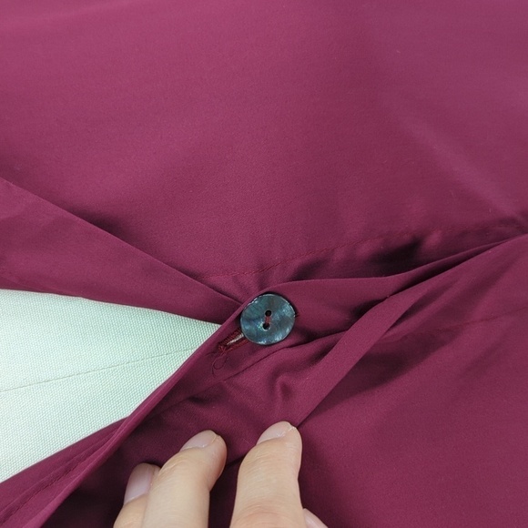 Catherine Regehr Satin Ruffle Hem Shirtdress Red M preppy coastal grandma spring - Picture 5 of 8